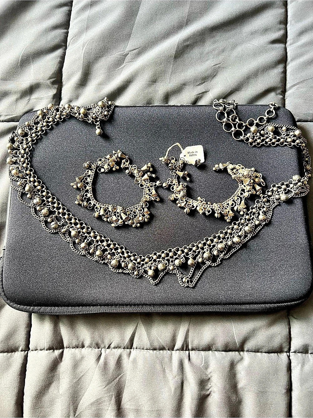Silver belt set Statement Jewelry Set